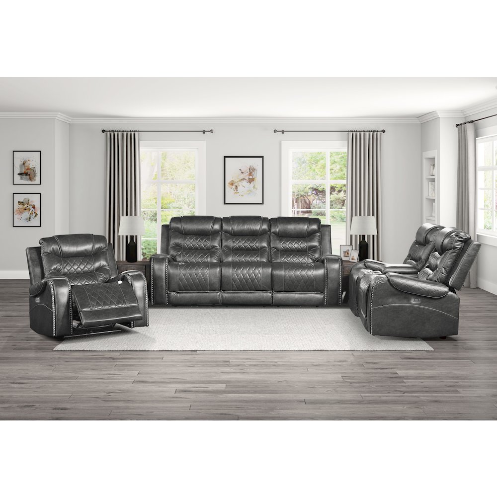 Putnam Faux Leather Power Reclining Chair In Gray. Picture 2