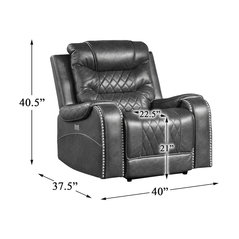Putnam Faux Leather Power Reclining Chair In Gray. Picture 4