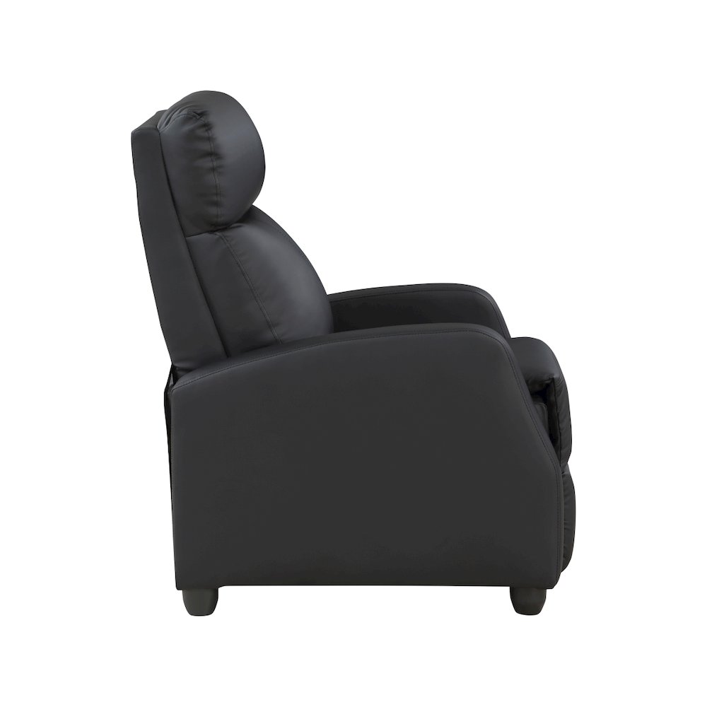Lexicon Greenfield Faux Leather Push back Recliner in Black. Picture 4