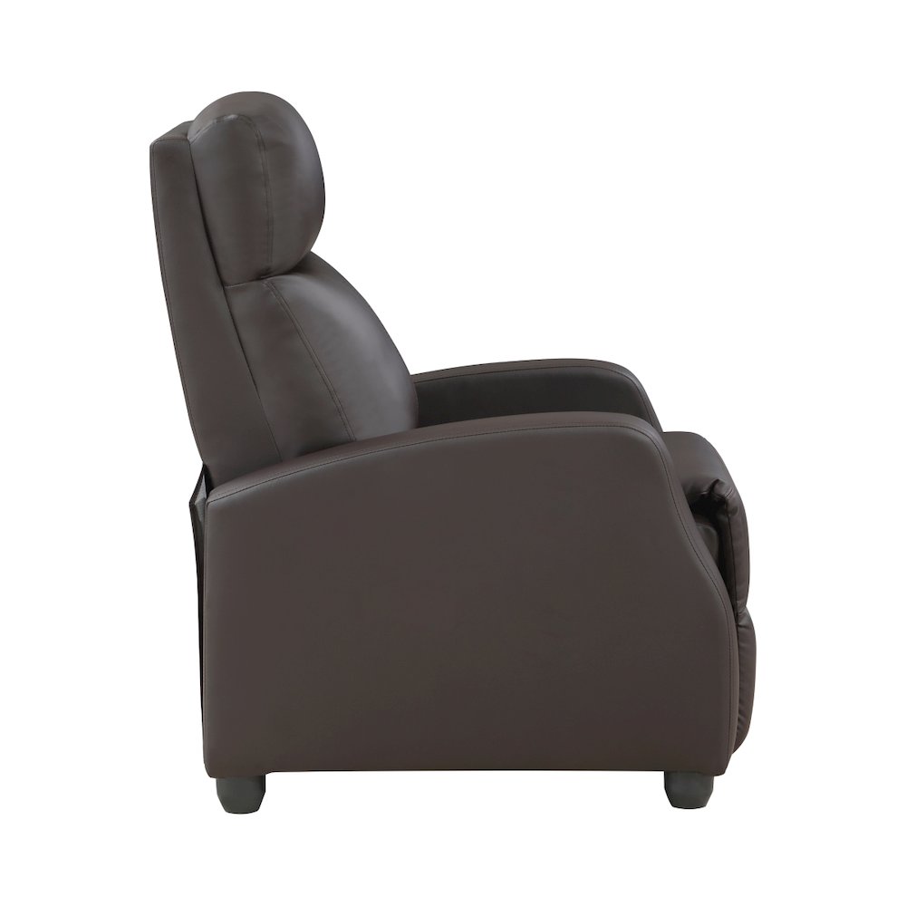 Lexicon Greenfield Faux Leather Push back Recliner in Dark Brown. Picture 4