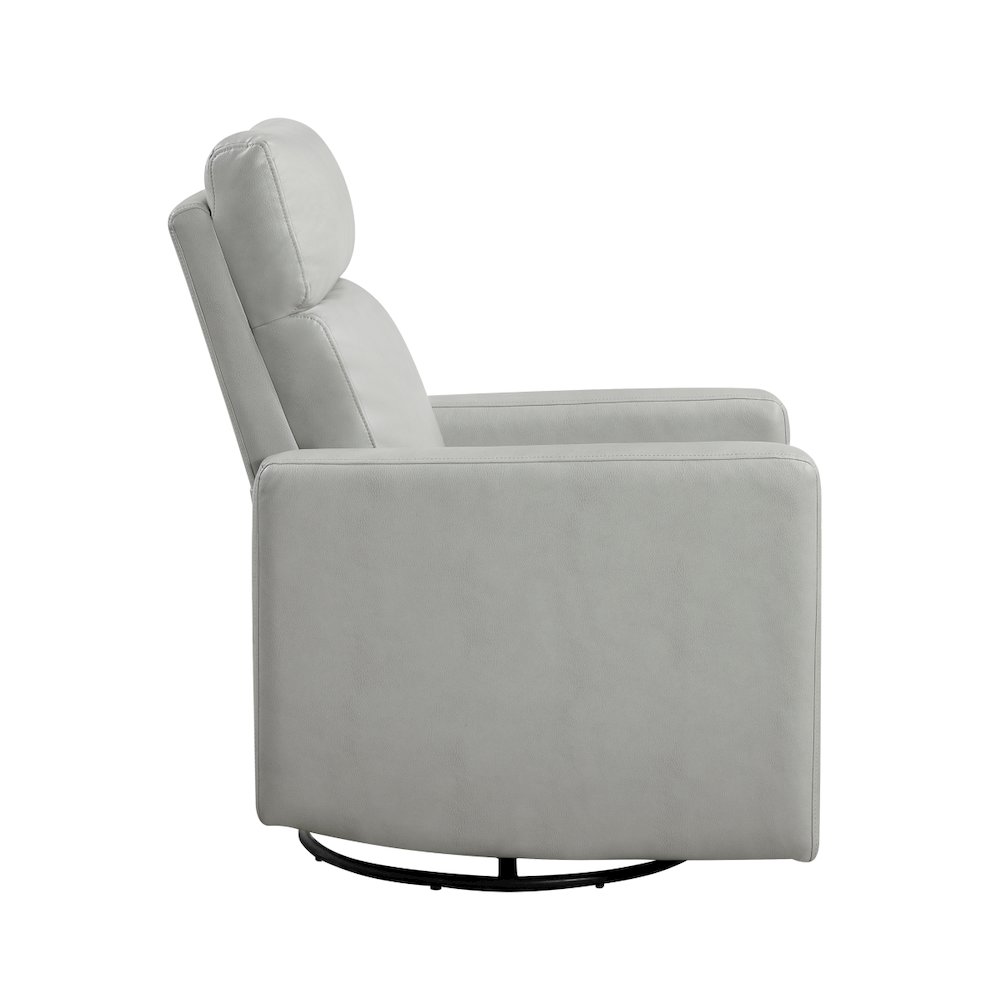 Lexicon Olathe Faux Leather Swivel Glider Reclining  Chair in Smoke. Picture 4