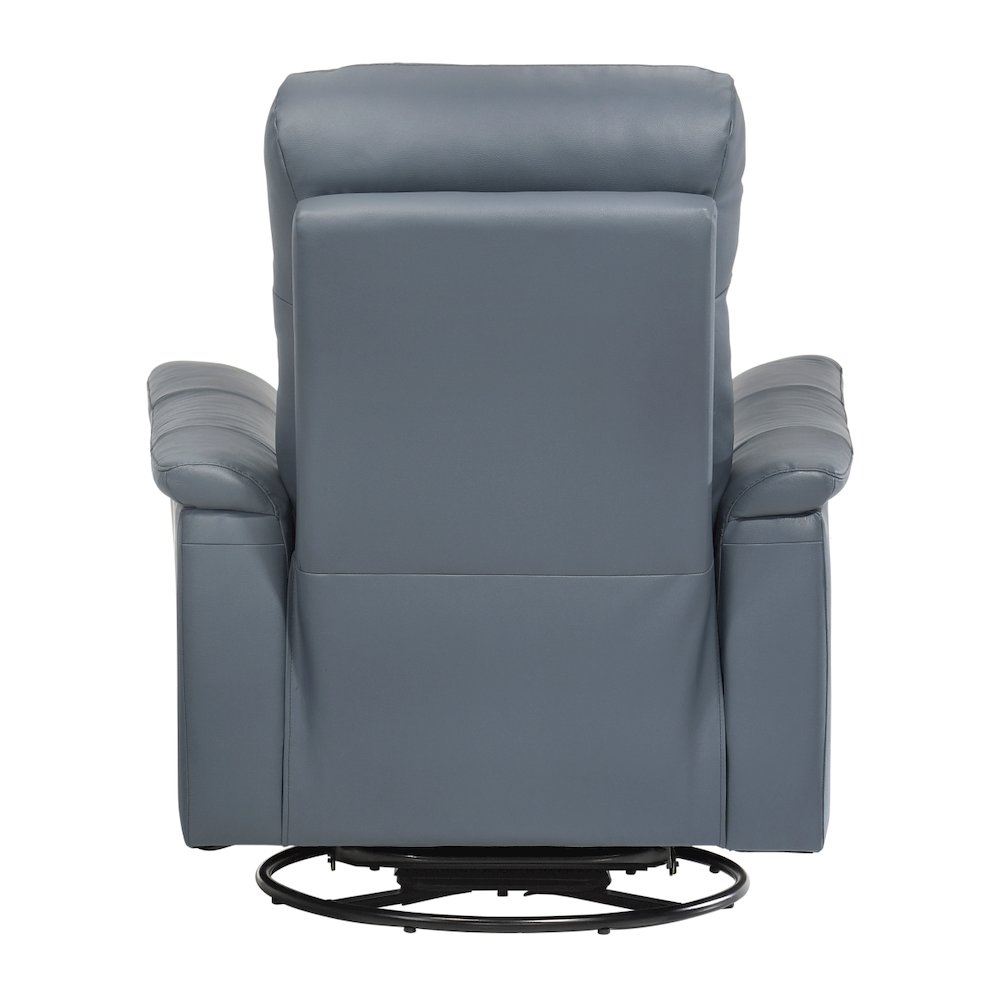 Lexicon Bristow Leather Swivel Glider Reclining Chair in Blue Gray. Picture 3
