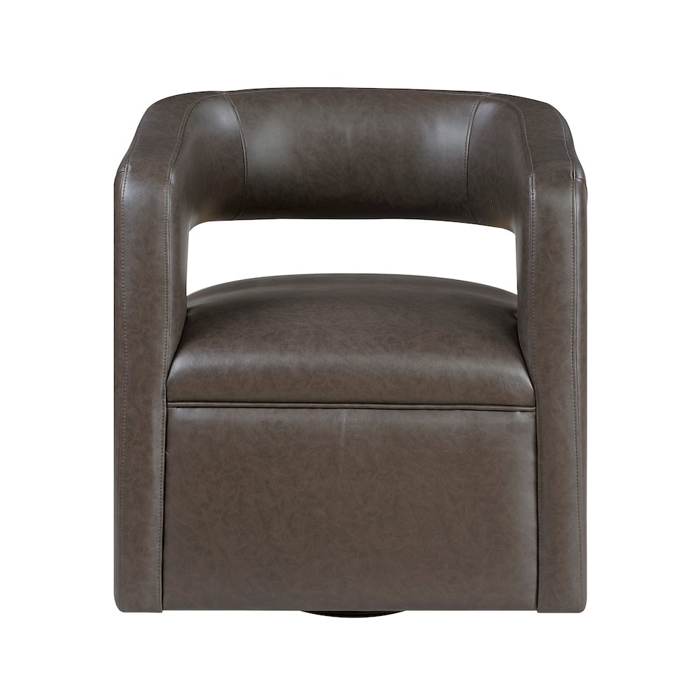 Sawyer Faux Leather Swivel Chair in Dark Coffee. Picture 5