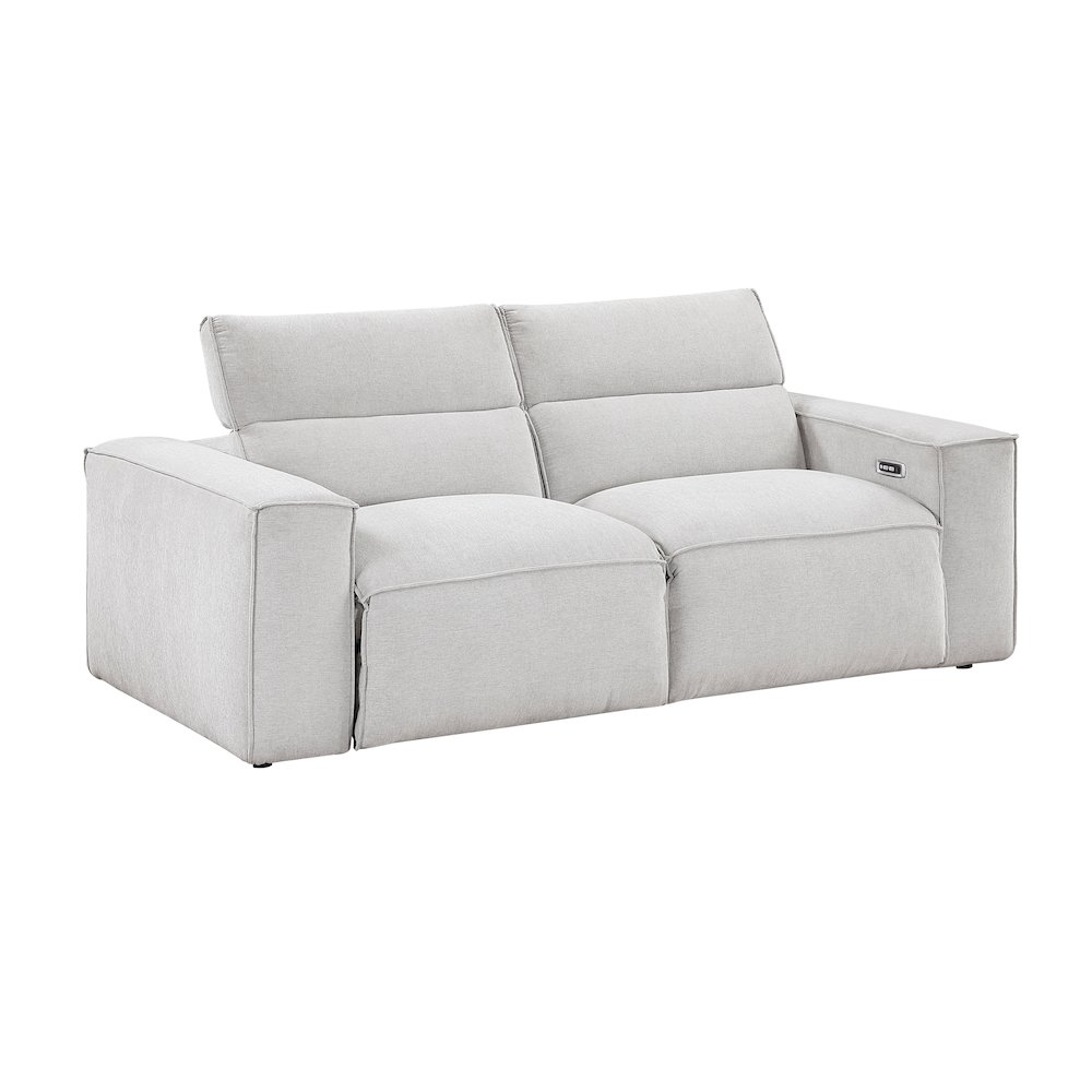 Phoebe Microfiber Power Double Reclining Love Seat in Light Gray. Picture 7