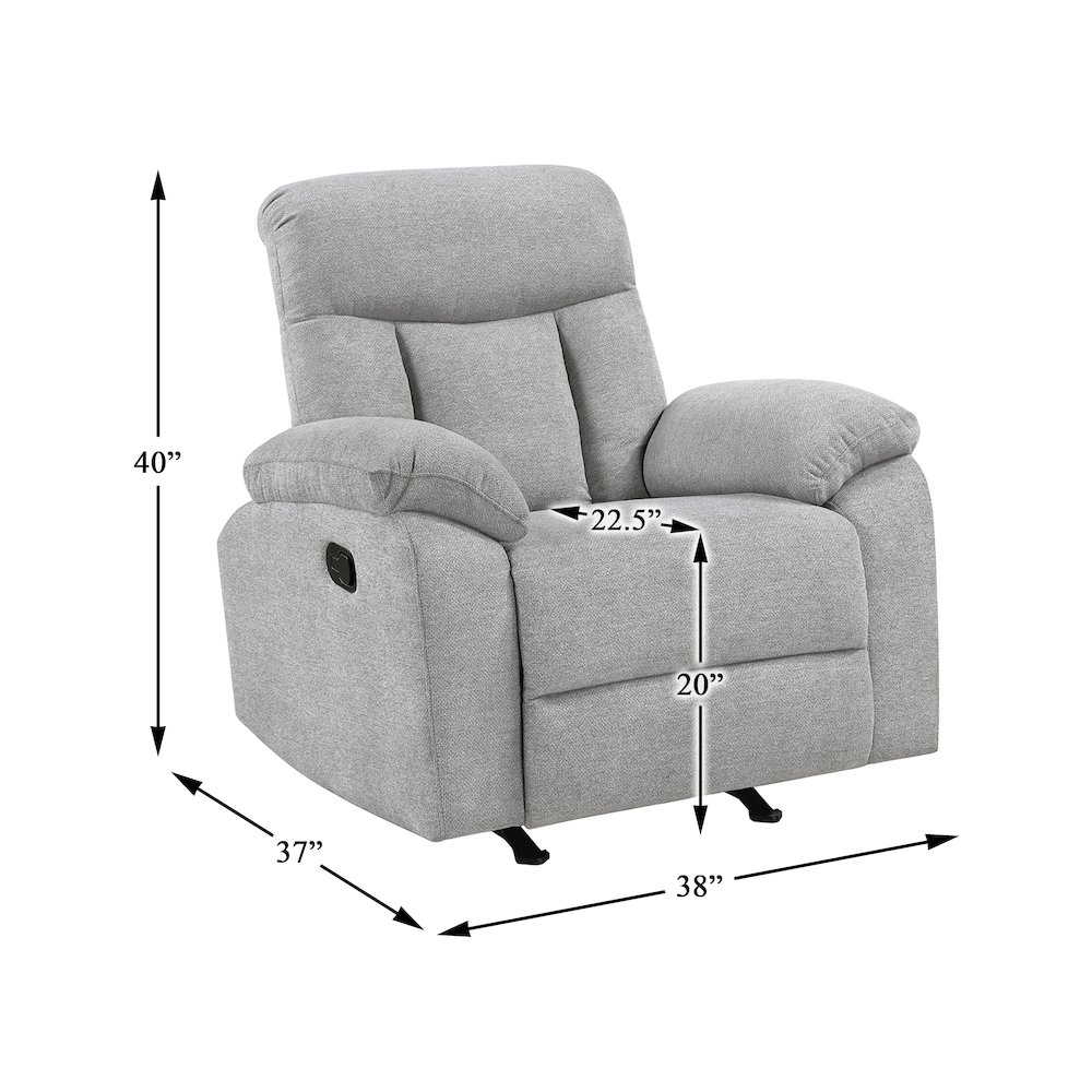 Jules Chenille Rocker Reclining Chair in Gray. Picture 5