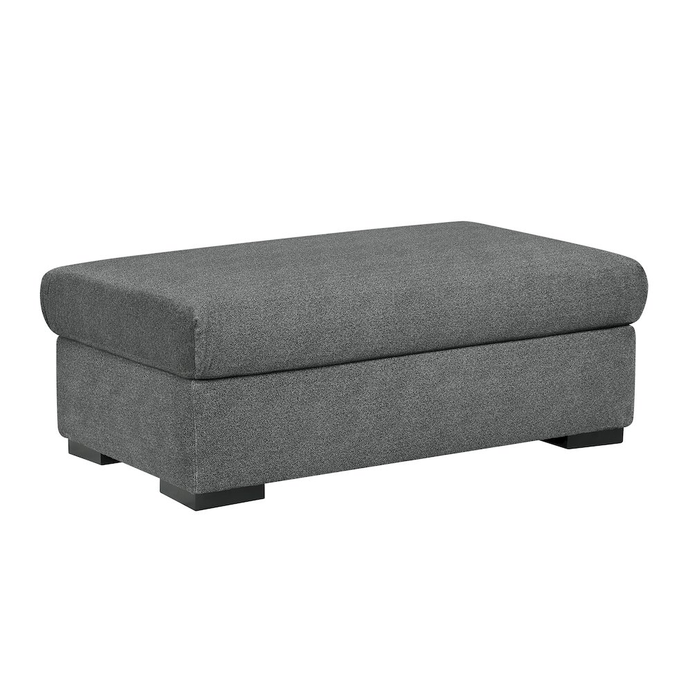 Athena Textured Ottoman in Dark Gray. Picture 1