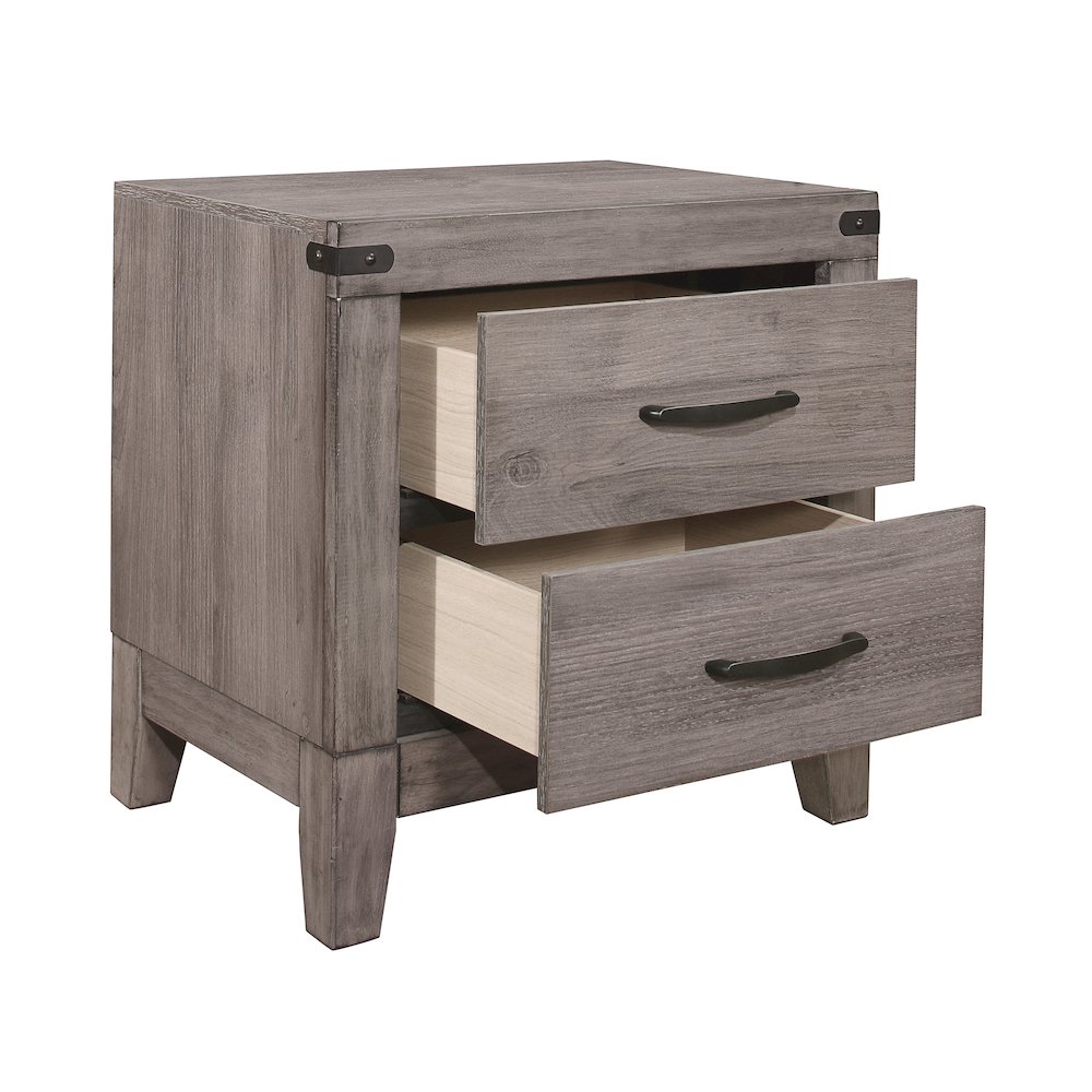Woodrow Asian Hardwood Nightstand in Gray. Picture 5