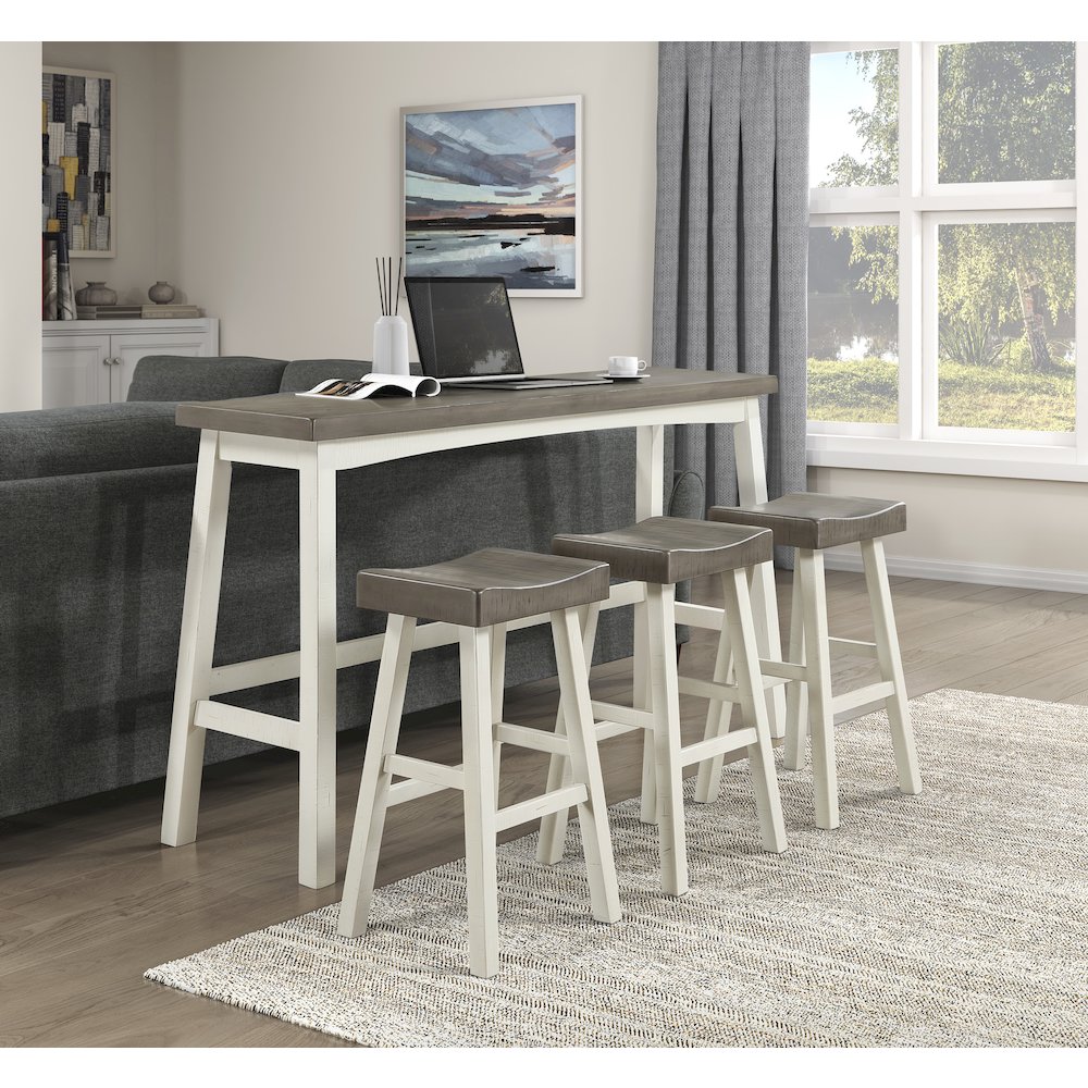 Caspian Solid Wood Pub Height Set (set of 4) in White and Coffee. Picture 2