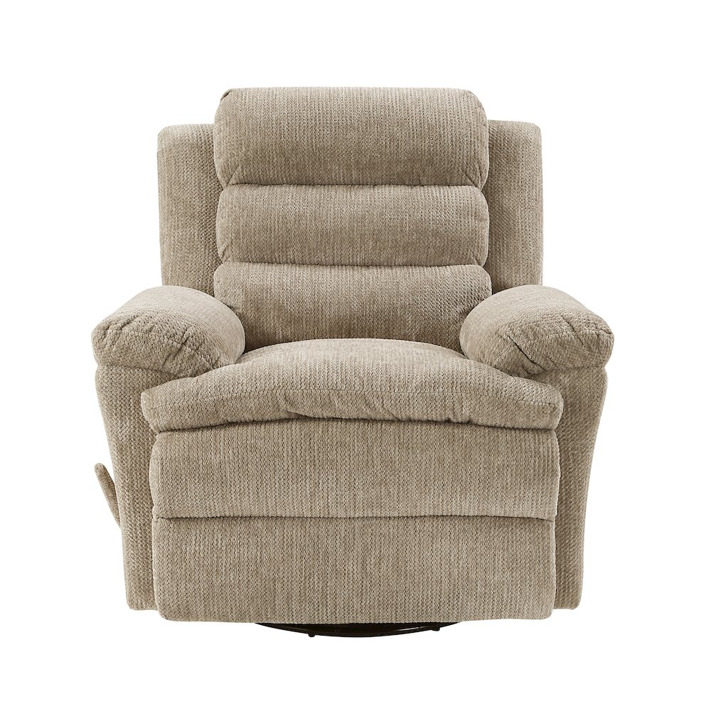 Oxford Microfiber Swivel Glider Reclining Chair in Brown. Picture 4