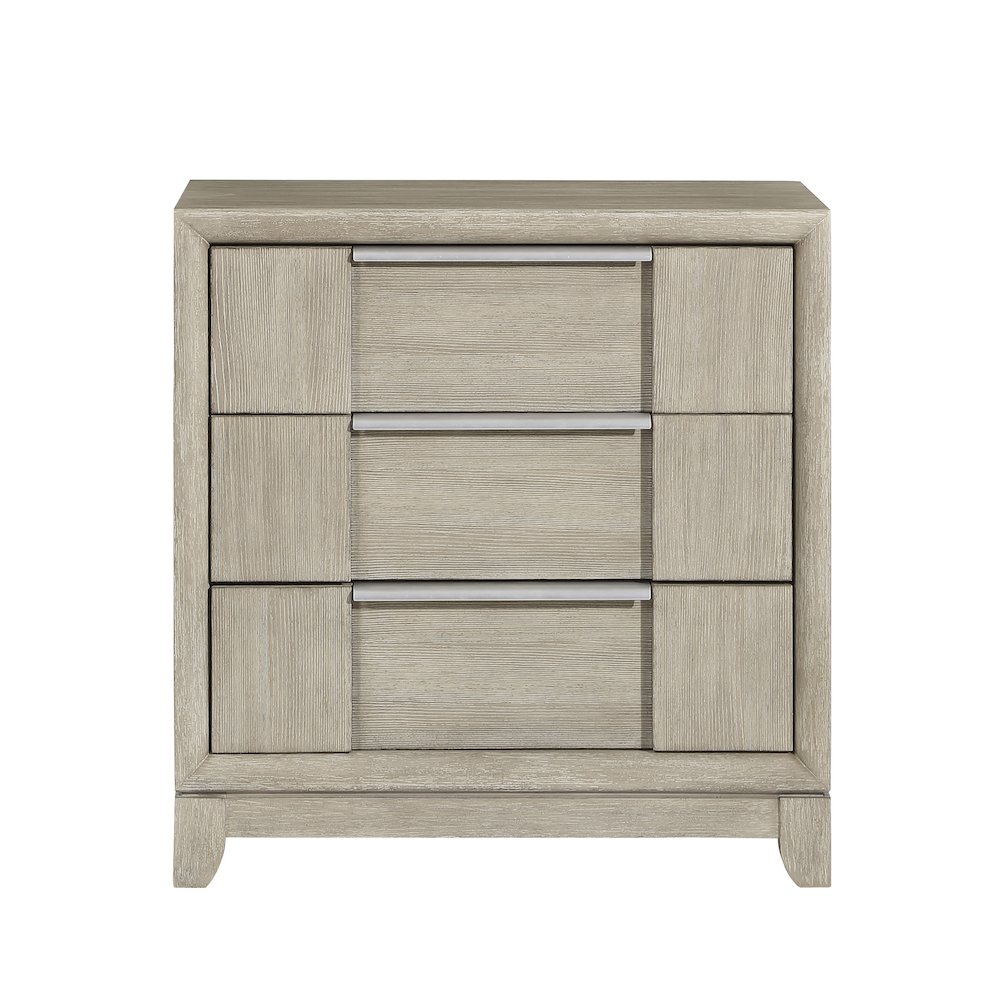 Mckewen Asian Hardwood Nightstand in Light Gray. Picture 2