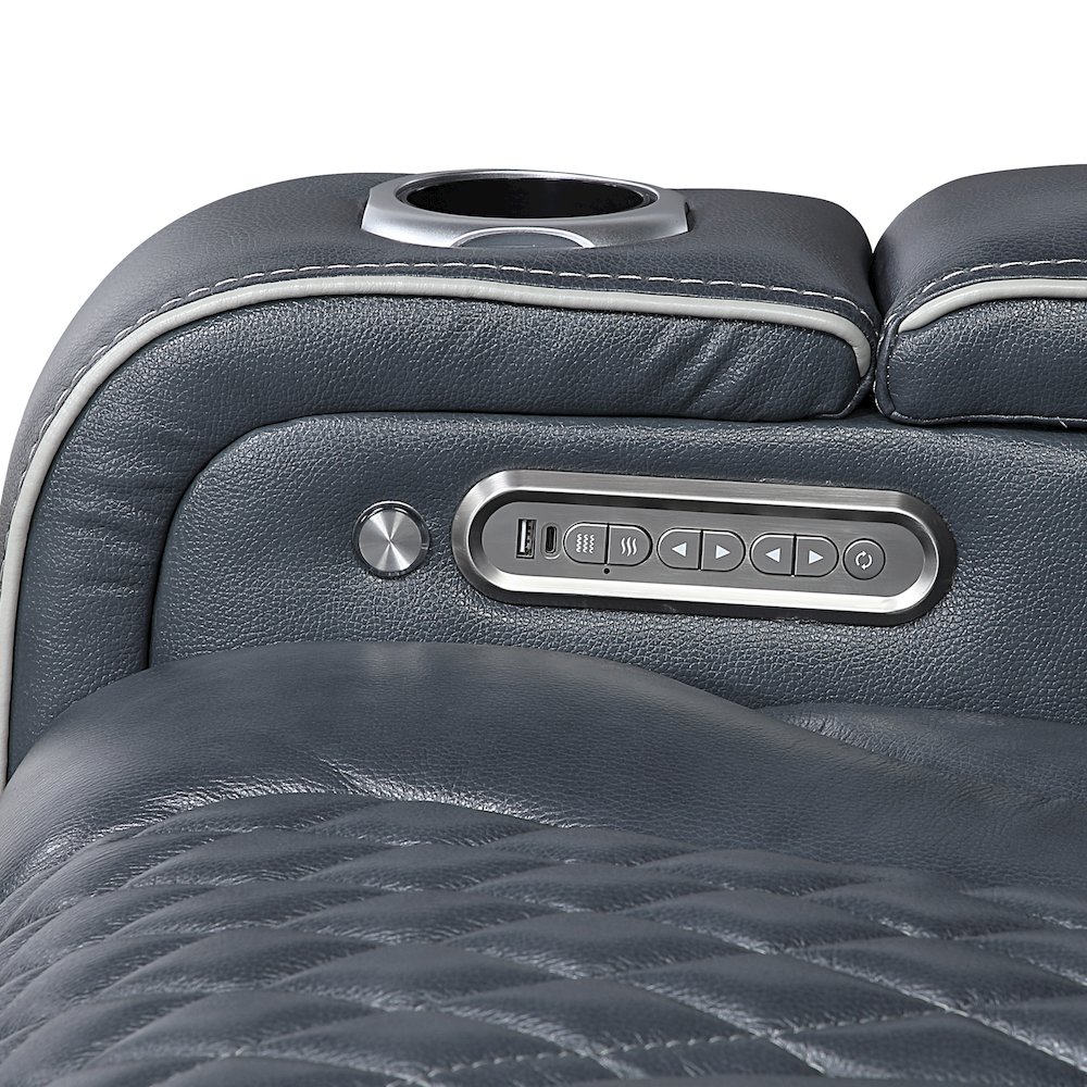Apex Leather Power Reclining Chair with Power Headrest in Blue. Picture 8