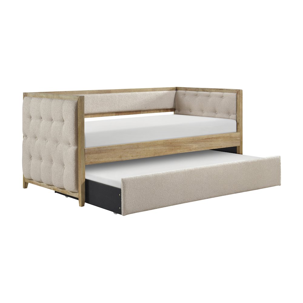 Roseburg Boucle Daybed with Trundle in Beige. Picture 1