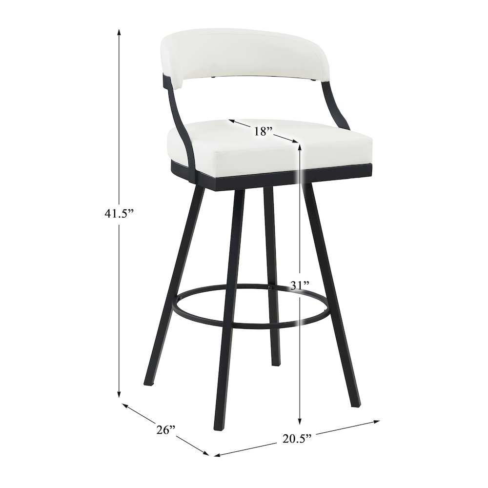 Crowley Faux leather Swivel Pub Height Chair in White. Picture 4