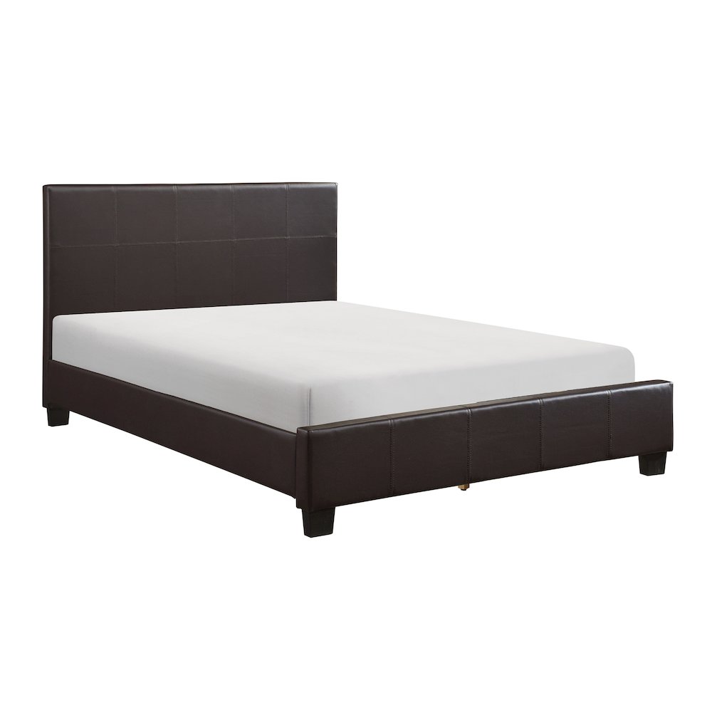 Lorenzi Faux Leather California King Bed in Dark Brown. Picture 1