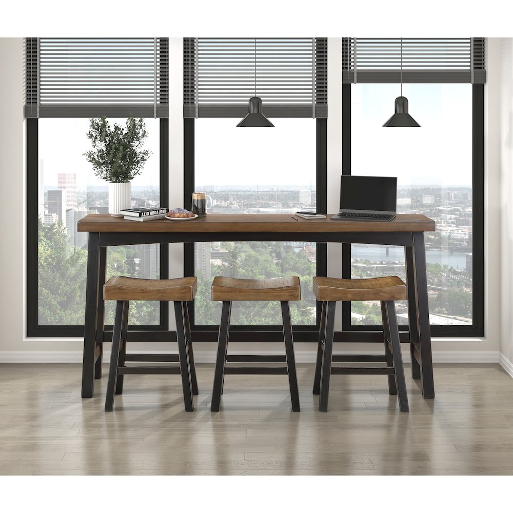 Caspian Solid Wood Counter Height Set (set of 4) in Black and Brown. Picture 2