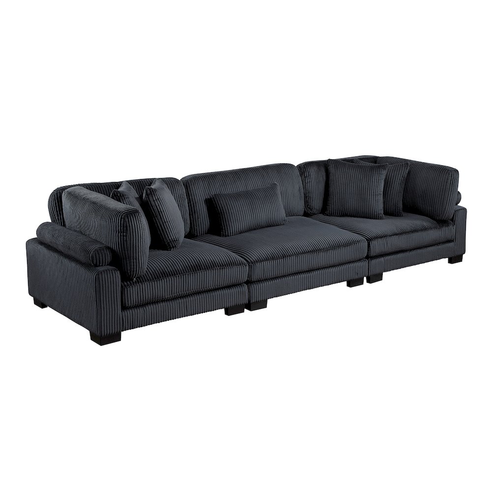 Traverse Corduroy Sofa in Black. Picture 1