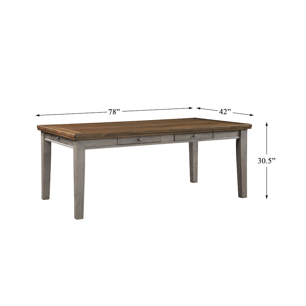 Tigard Wood Dining Room Table in 2-tone finish: cherry and gray. Picture 4