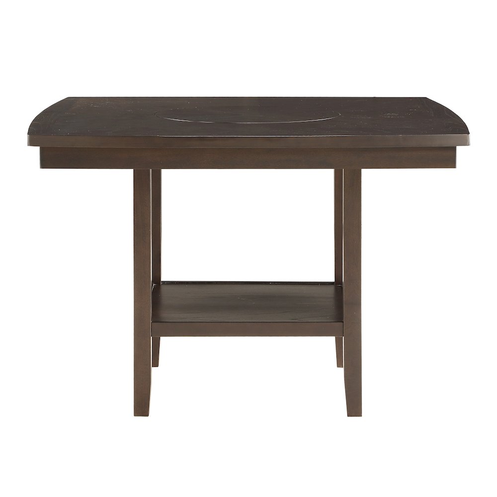 Balin Wood Counter Height Table with Lazy Susan in Dark brown. Picture 3