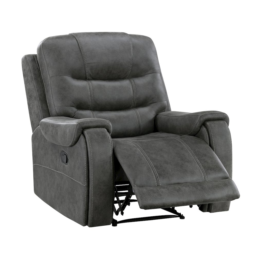 Oberon Microfiber Reclining Chair in Dark Gray. Picture 9