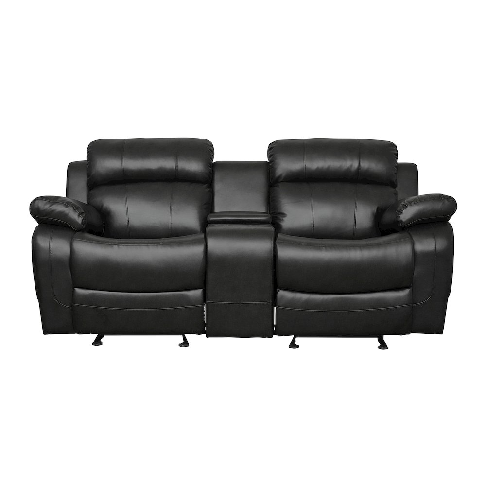 Marille Textured Double Glider Reclining Love Seat with Center Console in Black. Picture 7