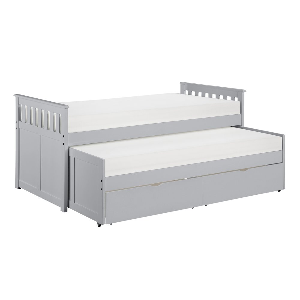 Orion Pine Twin/Twin Bed with Storage Boxes in Gray. Picture 6