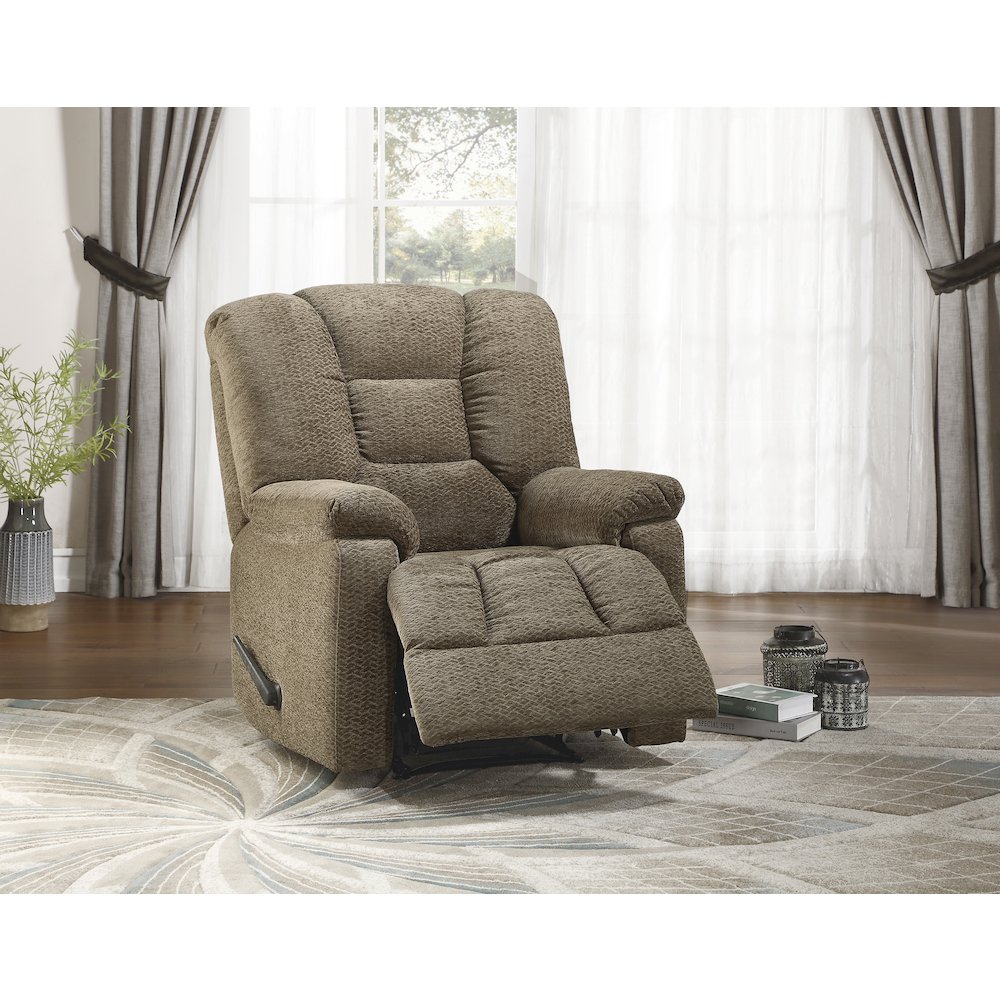 Kaylene Chenille Reclining Chair in Brown. Picture 2