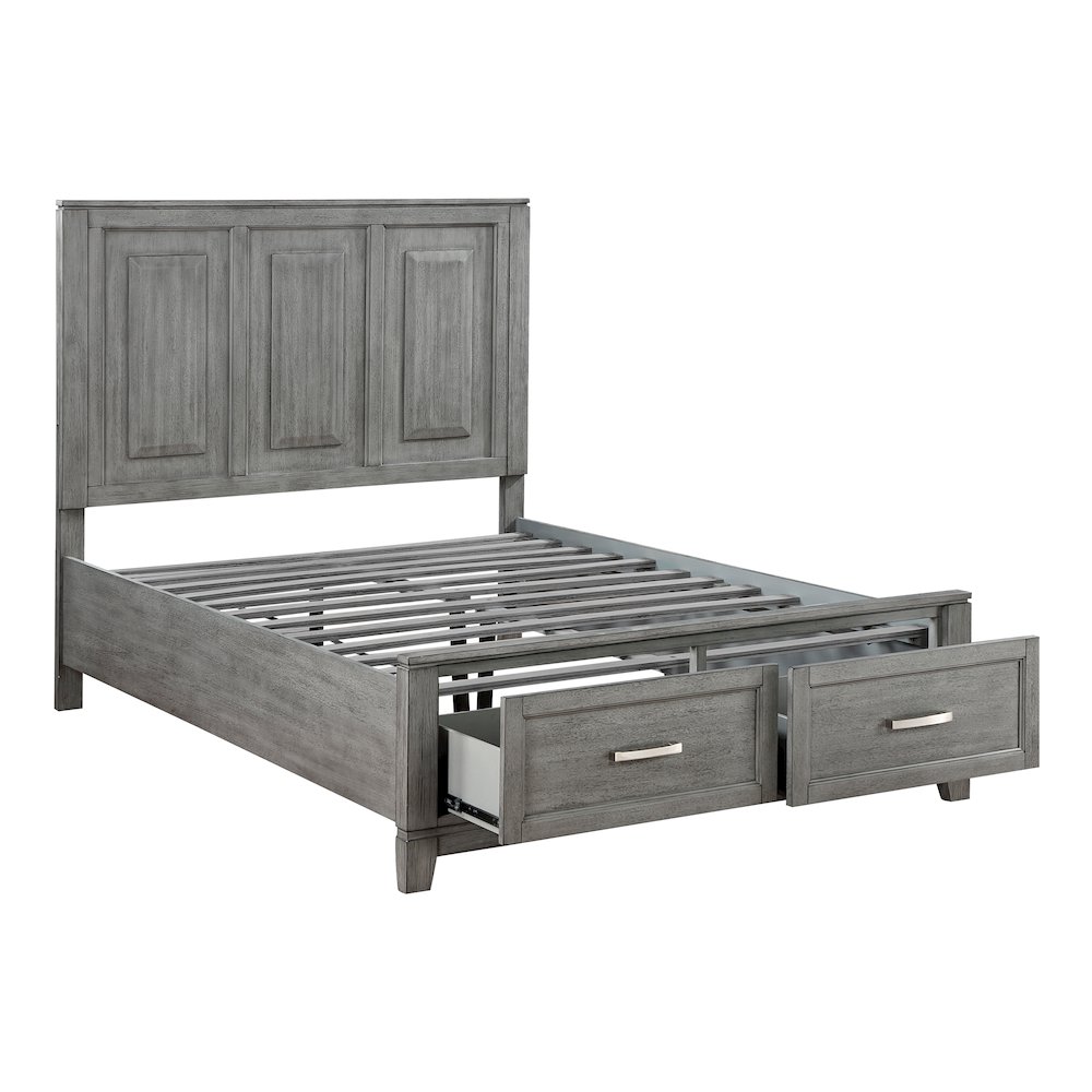 Garretson Acacia Full Platform Bed with Footboard Storage in Gray. Picture 9