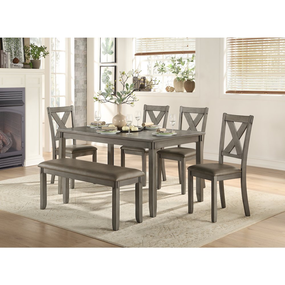Holders Asian Hardwood 6-Piece Pack Dinette Set in Gray. Picture 5