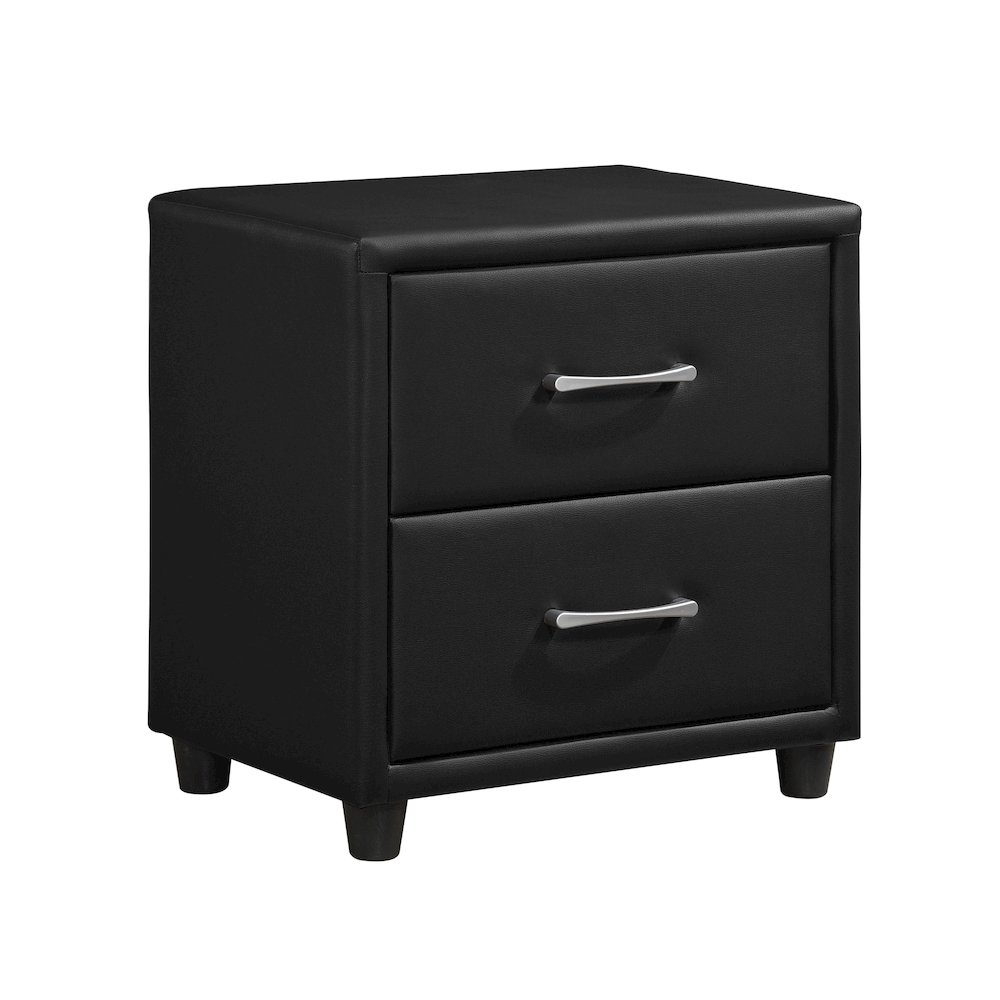 Lorenzi Faux Leather Nightstand in Black. Picture 1