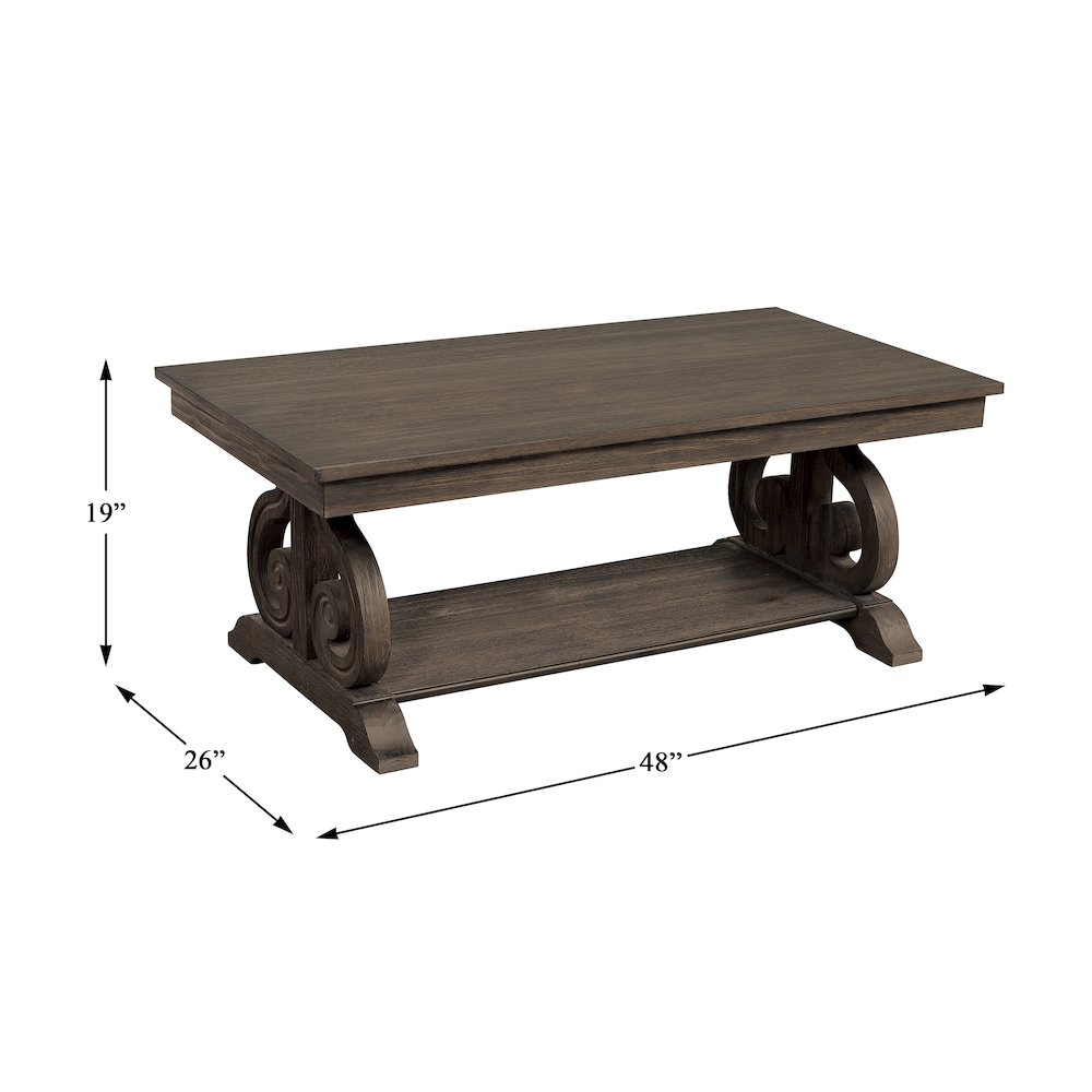 Toulon Pine Cocktail Table in Wire-Brushed Power Glaze Oak. Picture 4