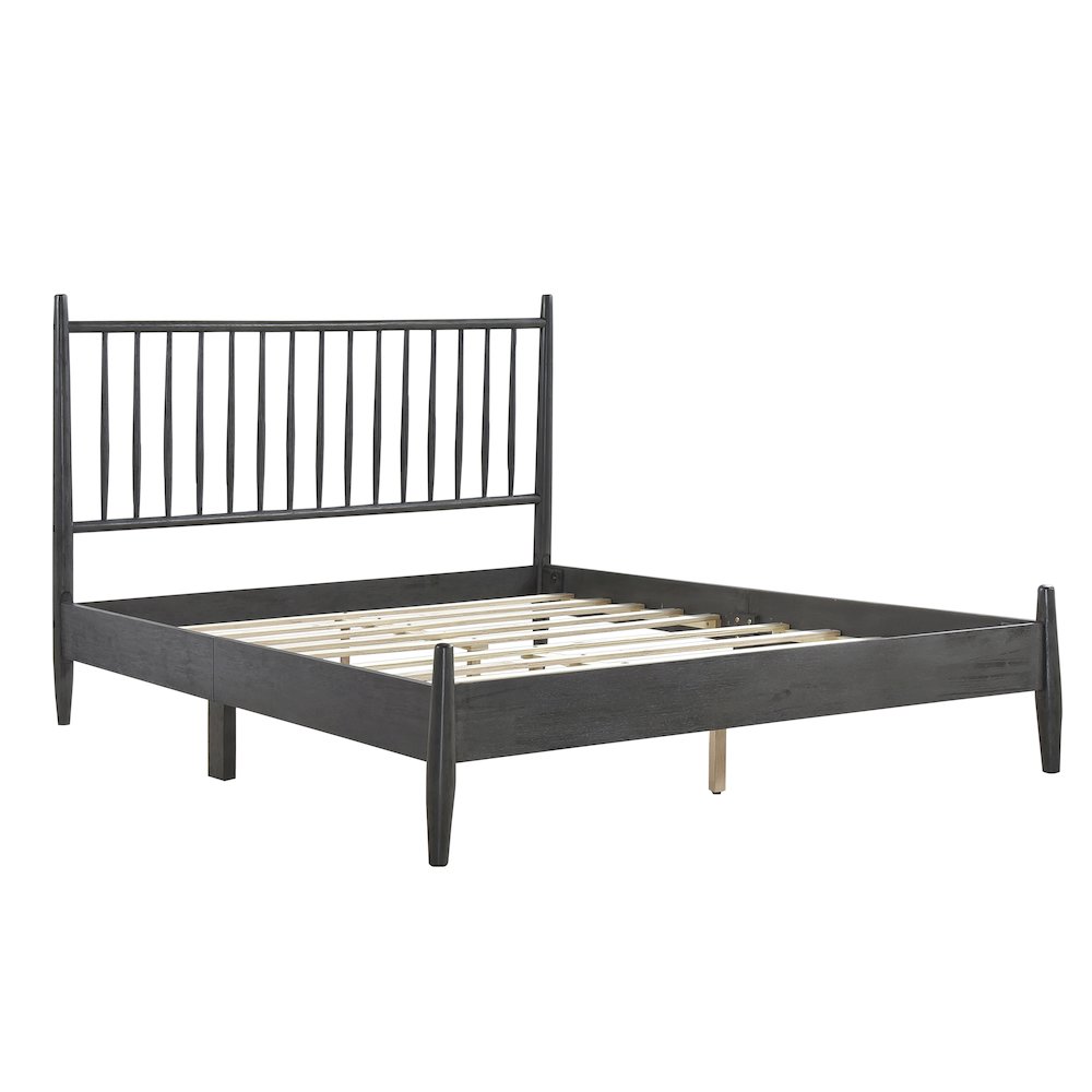 Brickell Rubberwood Queen Platform Bed in Gray. Picture 2