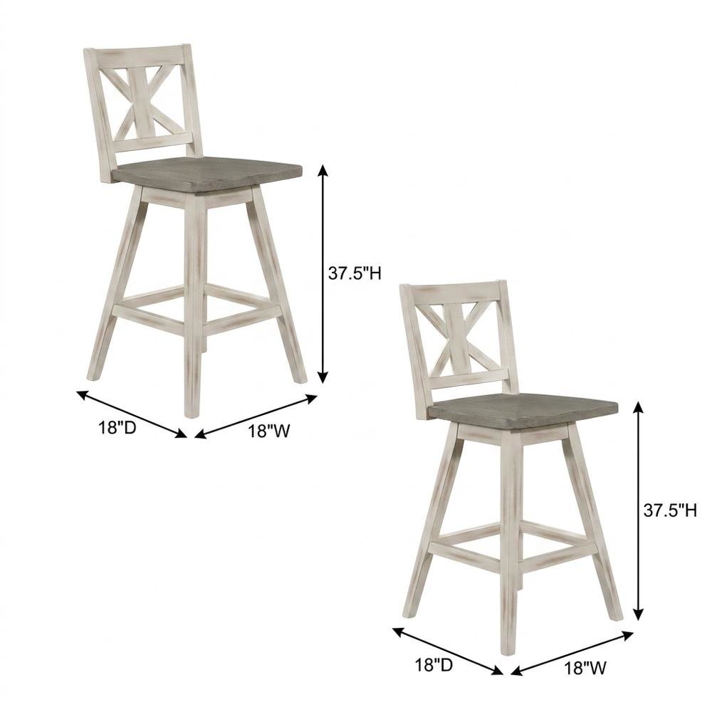 Wood Swivel Counter Stools with Back, Gray and Black, Set of 2. Picture 6