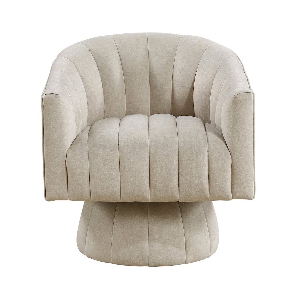 Lonita Velvet Swivel Chair in Taupe. Picture 4