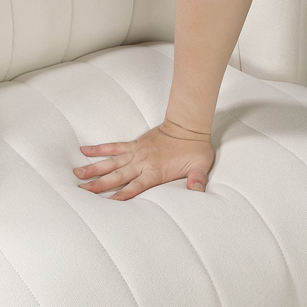 Joyce Textured Swivel Chair in Beige. Picture 8