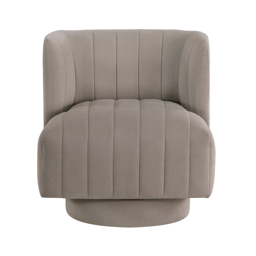 Joyce Textured Swivel Chair in Taupe. Picture 4