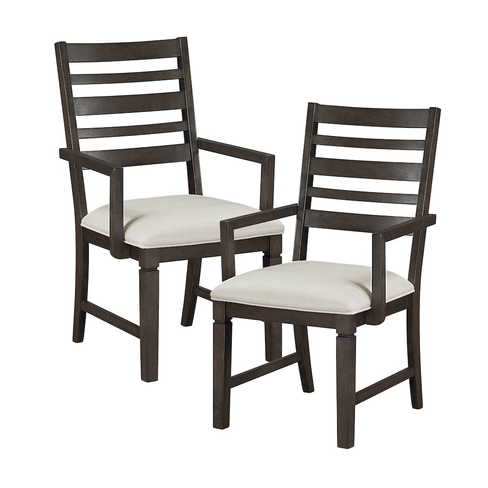 Victoria Asian Hardwood Dining Arm Chair, Set of 2 in Dark Espresso. Picture 1