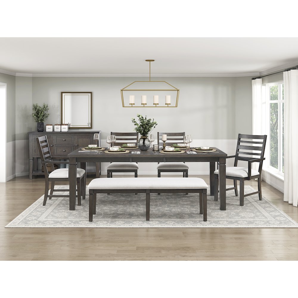 Victoria Asian Hardwood Dining Bench in Dark Espresso. Picture 2
