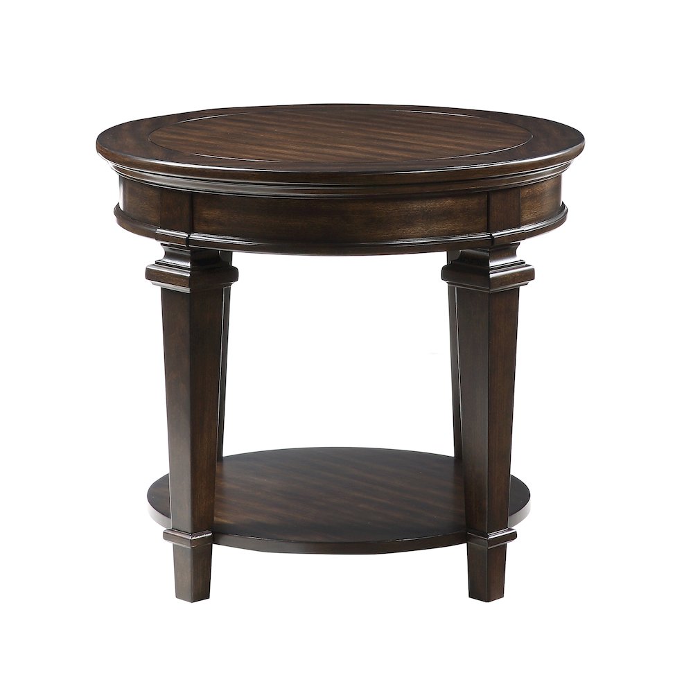 Tobias Poplar Round End Table in Espresso. Picture 3