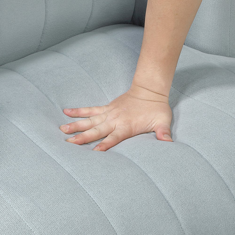 Joyce Textured Swivel Chair in Aqua Blue. Picture 8