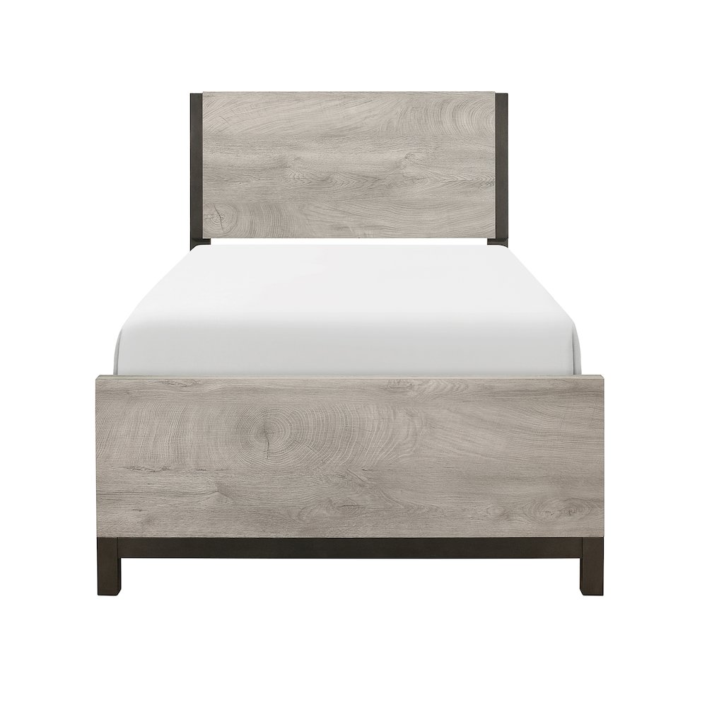Zephyr Rubberwood Twin Bed in Light Gray. Picture 4