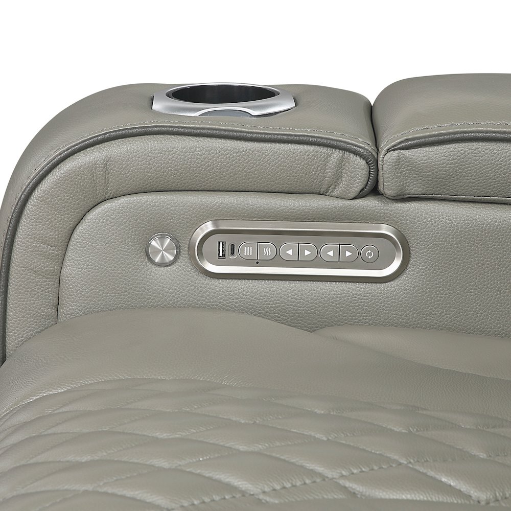 Apex Leather Power Reclining Chair with Air Massage and Heat in Gray. Picture 8
