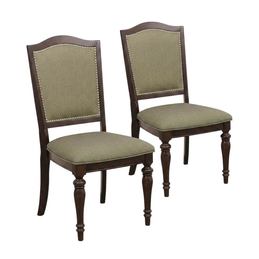 Marston Asian Hardwood High-Back Wood Dining Side Chairs, Dark Cherry, Set of 2. Picture 1