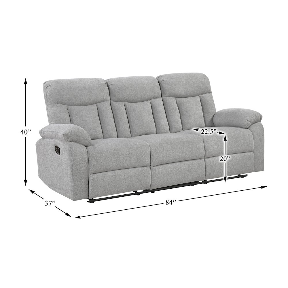 Jules Chenille Double Reclining Sofa in Gray. Picture 5