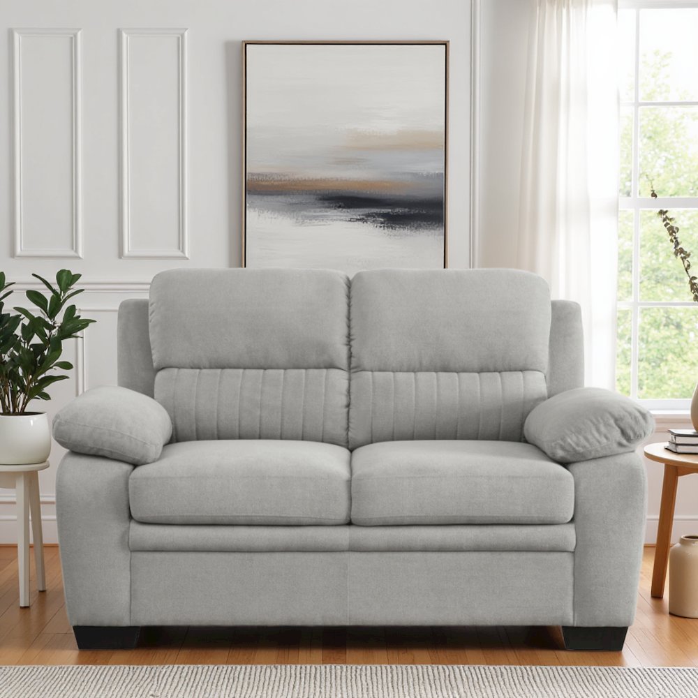 Gray Small Love Seat Couch with Textured Fabric for Living Room. Picture 3