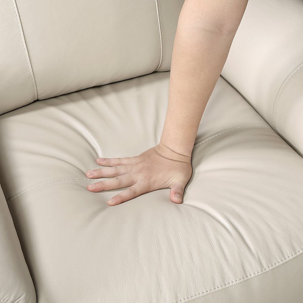 Hadley Leather Swivel Glider Reclining Chair in Taupe. Picture 8