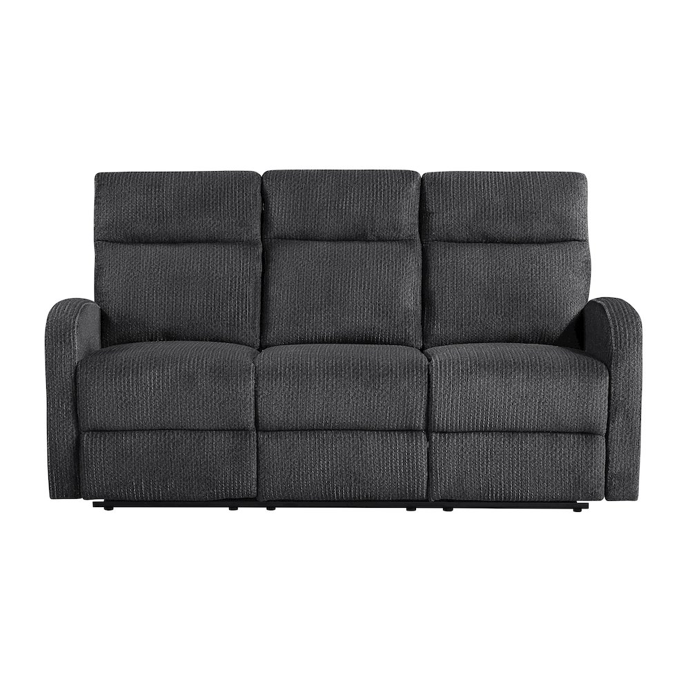 Allen Microfiber Double Reclining Sofa in Dark Gray. Picture 4