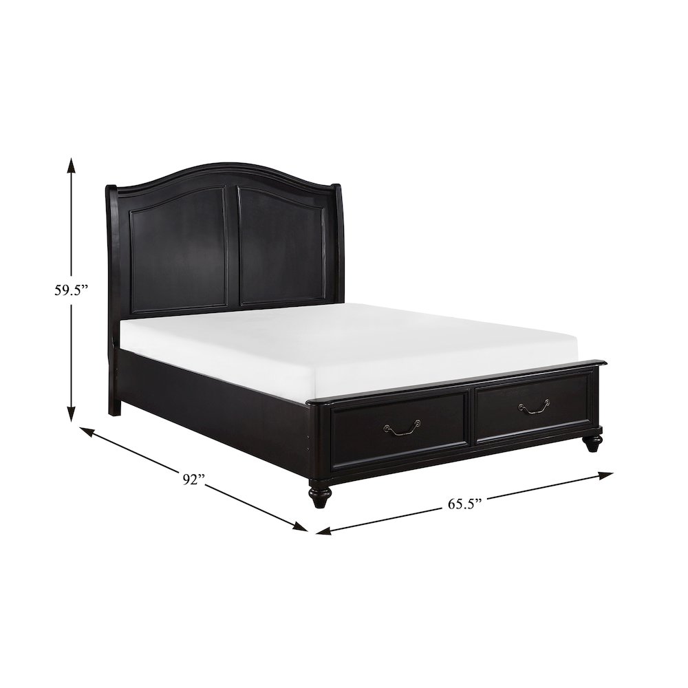 Herman Poplar Queen Platform Bed w Footboard Storage in Charcoal Brown. Picture 4