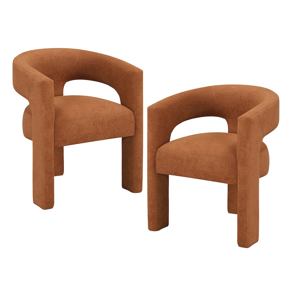 Marais Boucle Dining Chairs, Set of 2 in Orange. Picture 1