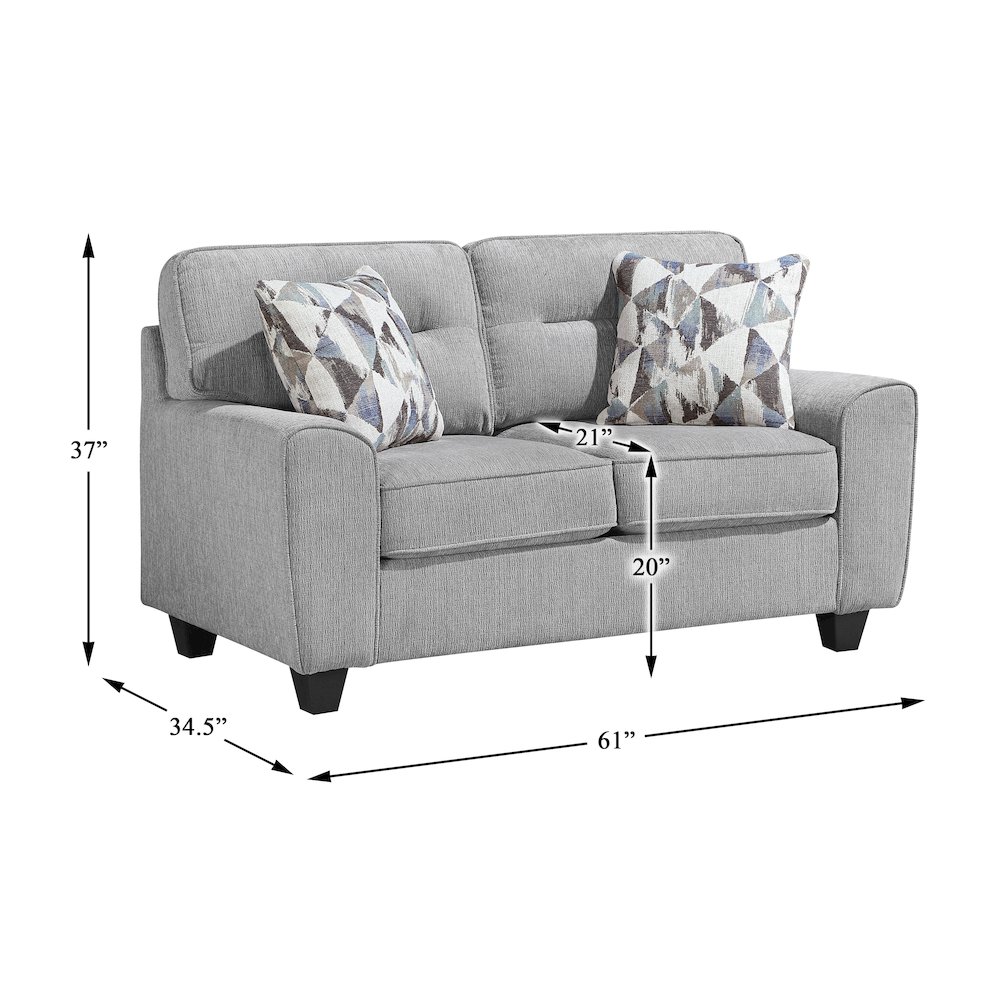 Bennett Chenille Love Seat in Gray. Picture 5