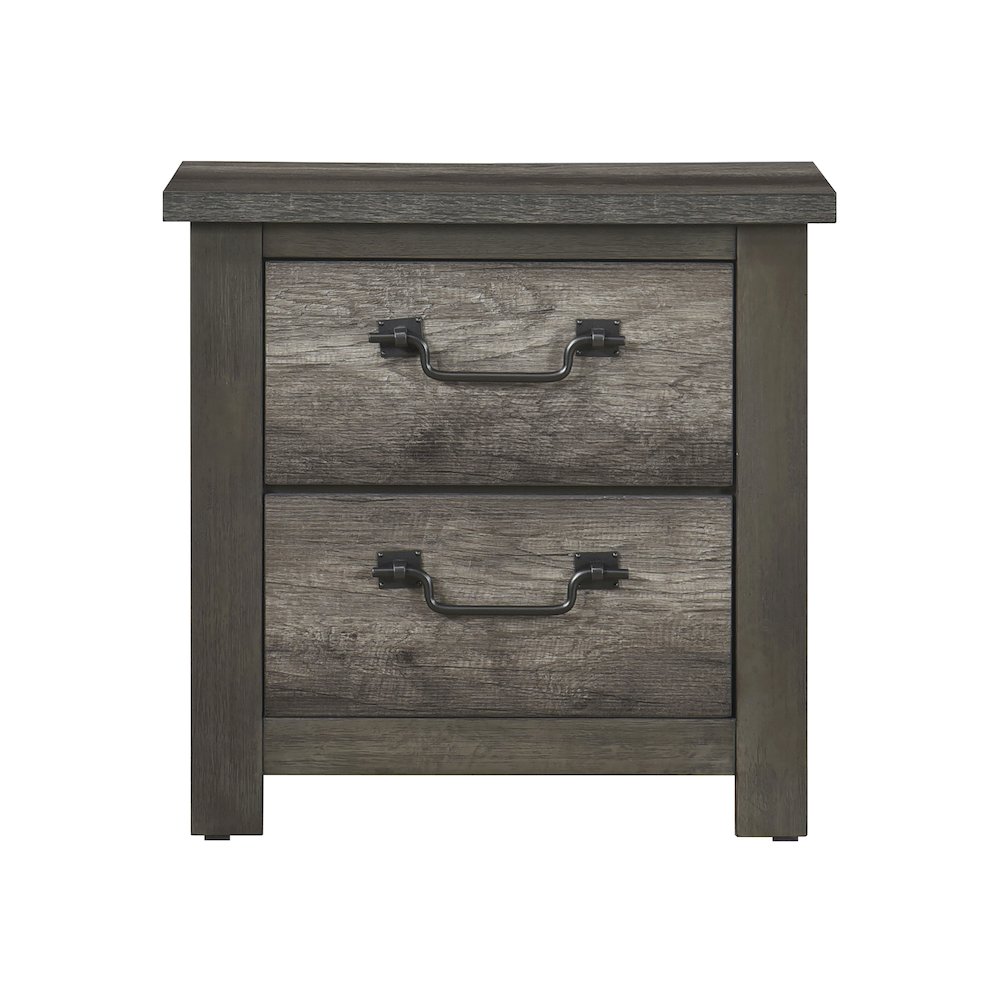 Lenior Asian Hardwood Nightstand in Gray. Picture 3